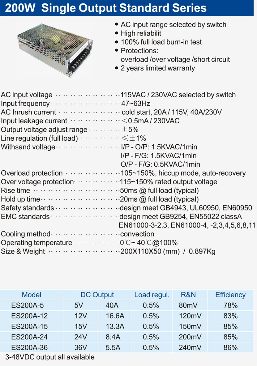 200W-Single-Output-Standard-Series
