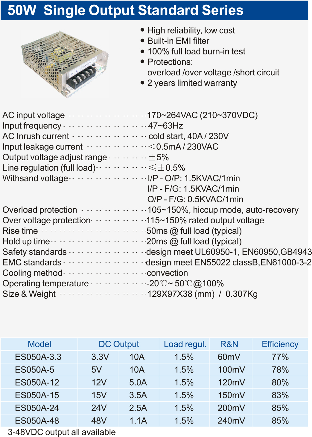 50W-Single-Output-Standard-Series